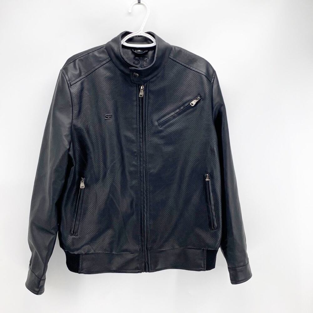 SF Superlative Fashion black moto jacket grunge dark faux leather size M